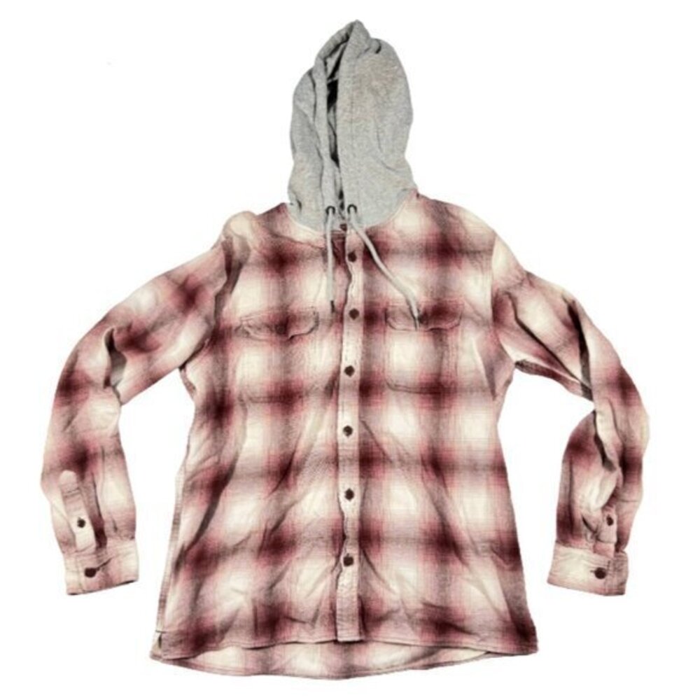 Aeropostale Berries and Cream Hooded Flannel with Drawstring